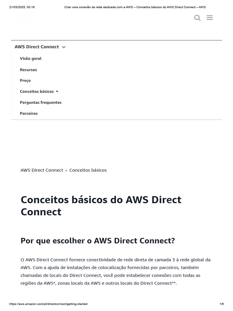Conectividade Dedicada com AWS Direct Connect | PDF | Rede de ...