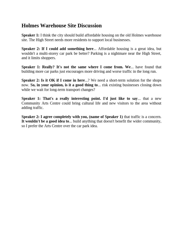 SPEAKING - Discussion Model p. 65 | PDF