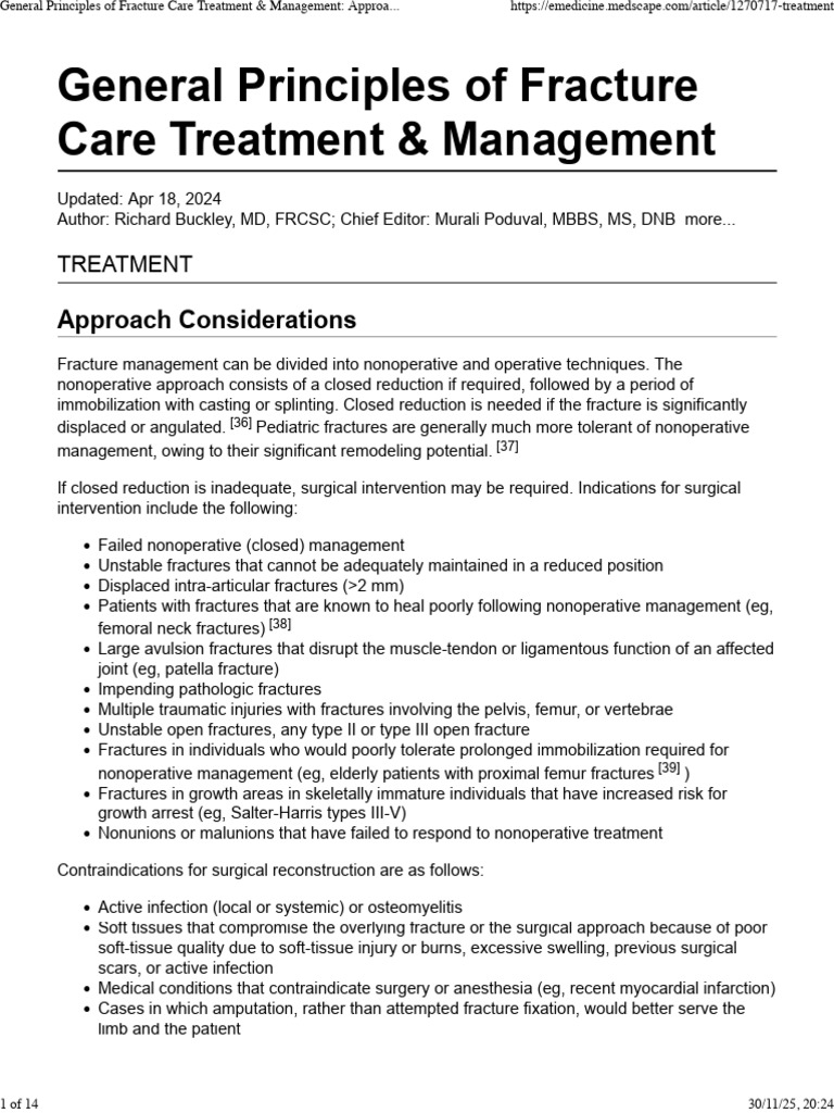 General Principles of Fracture Care Treatment & Management | PDF ...