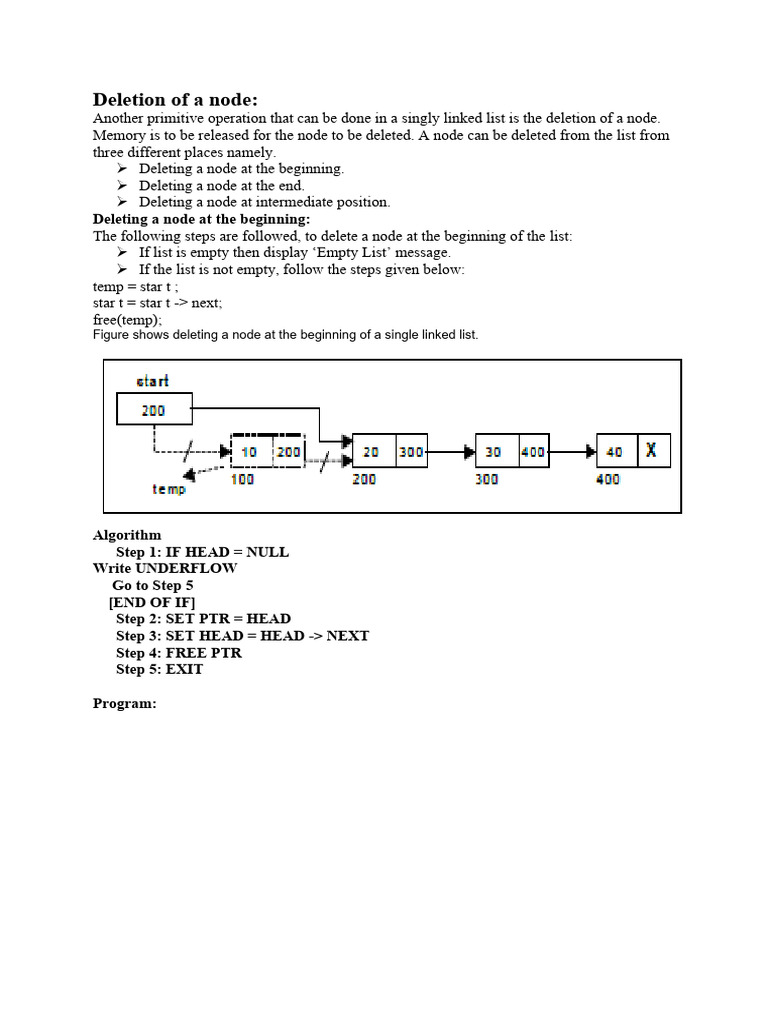 Deleting Nodes in Singly Linked Lists | PDF | Computing | Algorithms ...