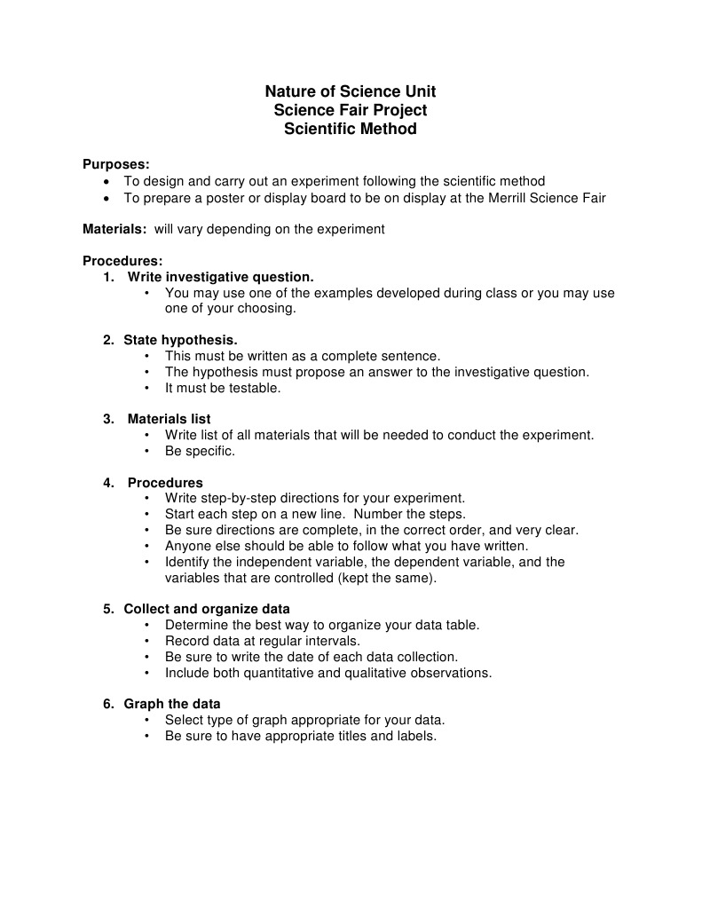 Science Fair Project Directions  PDF  Experiment  Data