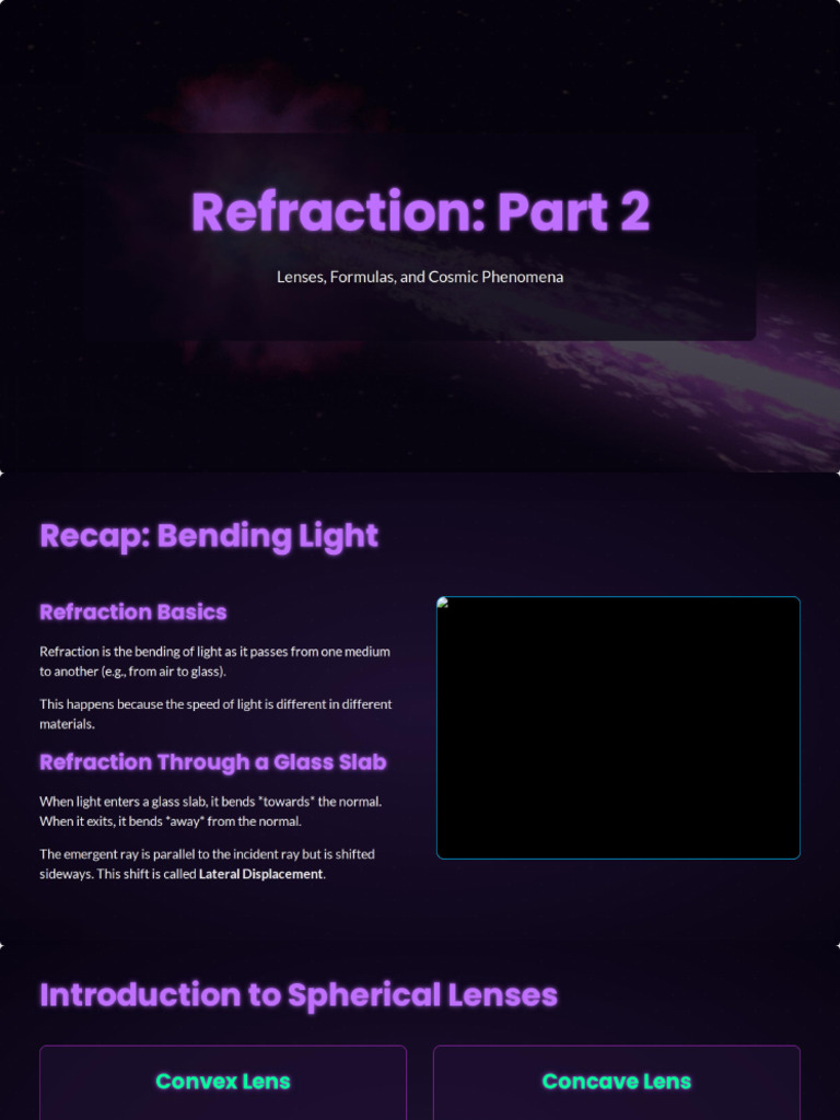 Refraction Part 2 - Lenses and Cosmic Phenomena | PDF