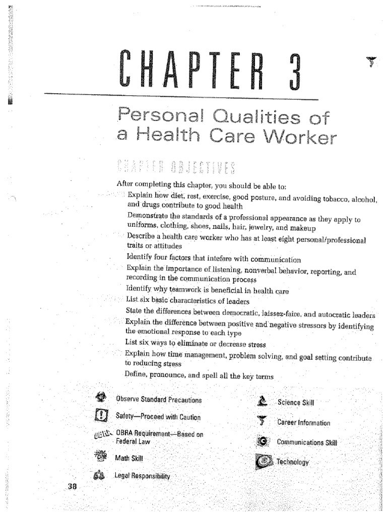 CH 3 Qualities of A Health Care Worker Text | PDF