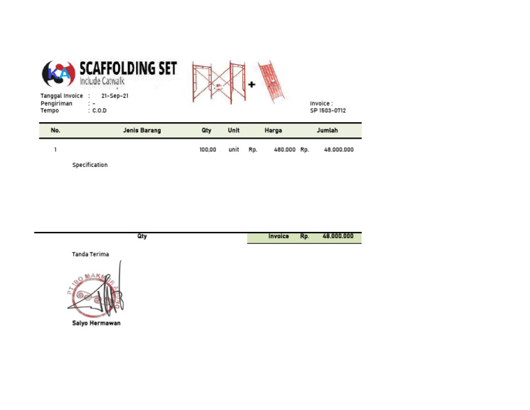 Invoice Pembelian Steger Scaffolding | PDF