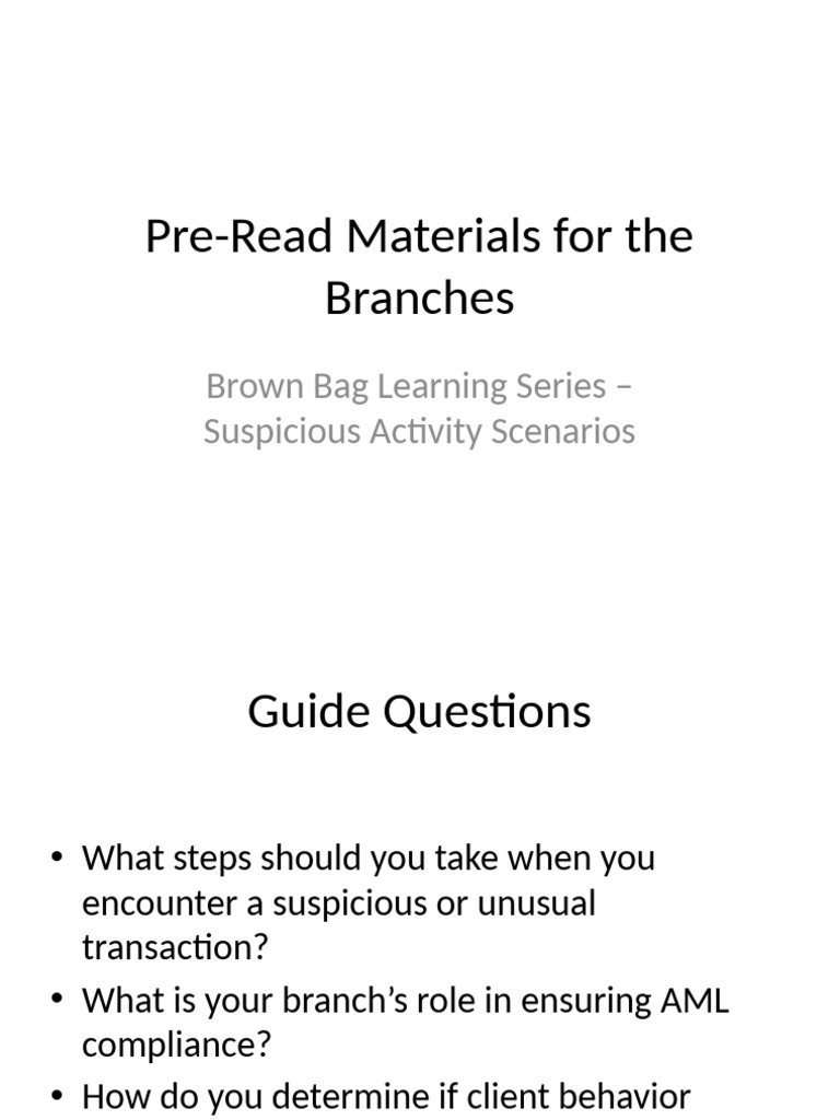 Pre Read Materials | PDF