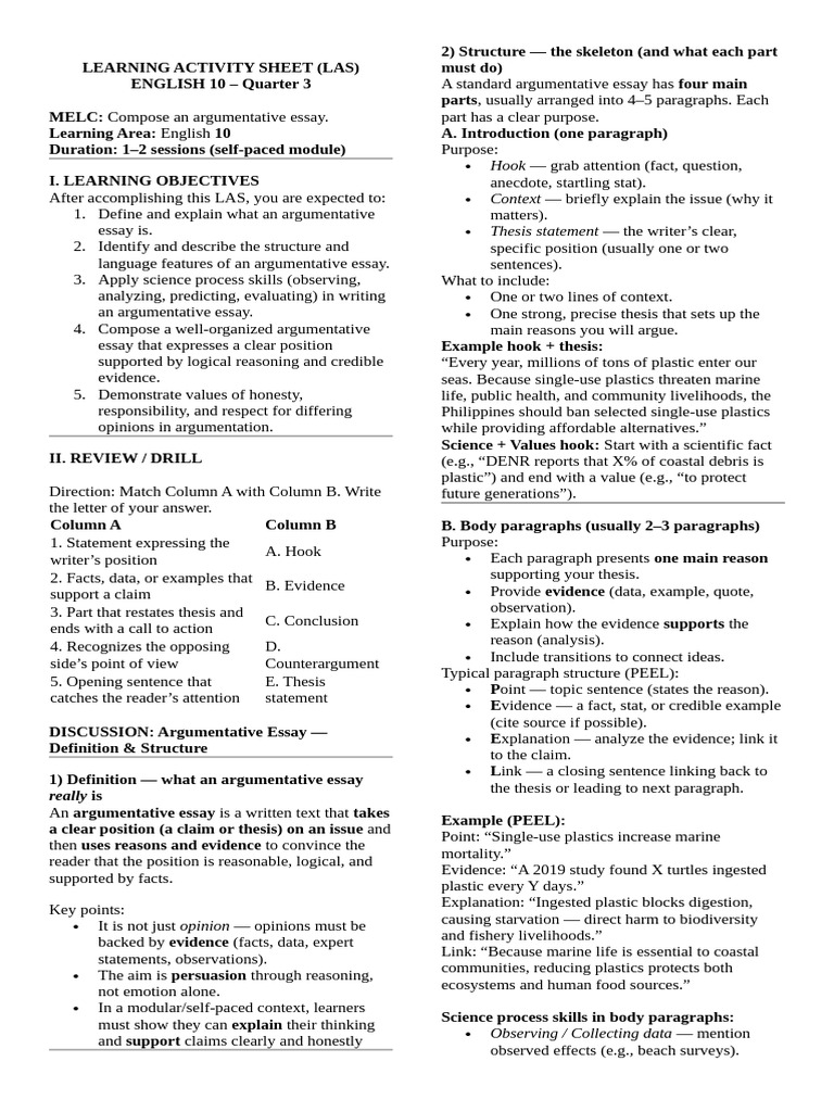 ARGUMENTETIVE text | PDF | Essays | Evidence