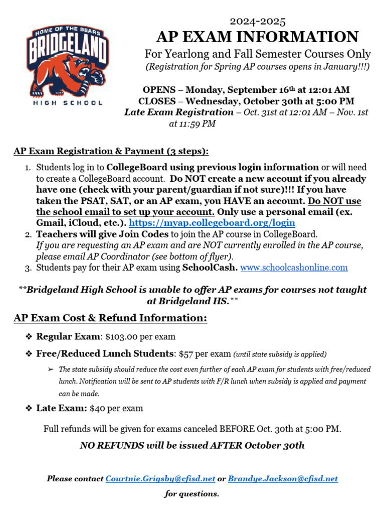 2024-2025 AP Exam Registration Guide | PDF | Standardized Tests ...