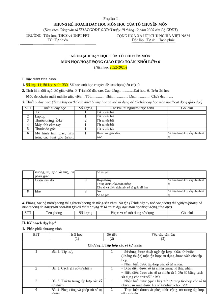 PL1 - Toán 6 - B | PDF