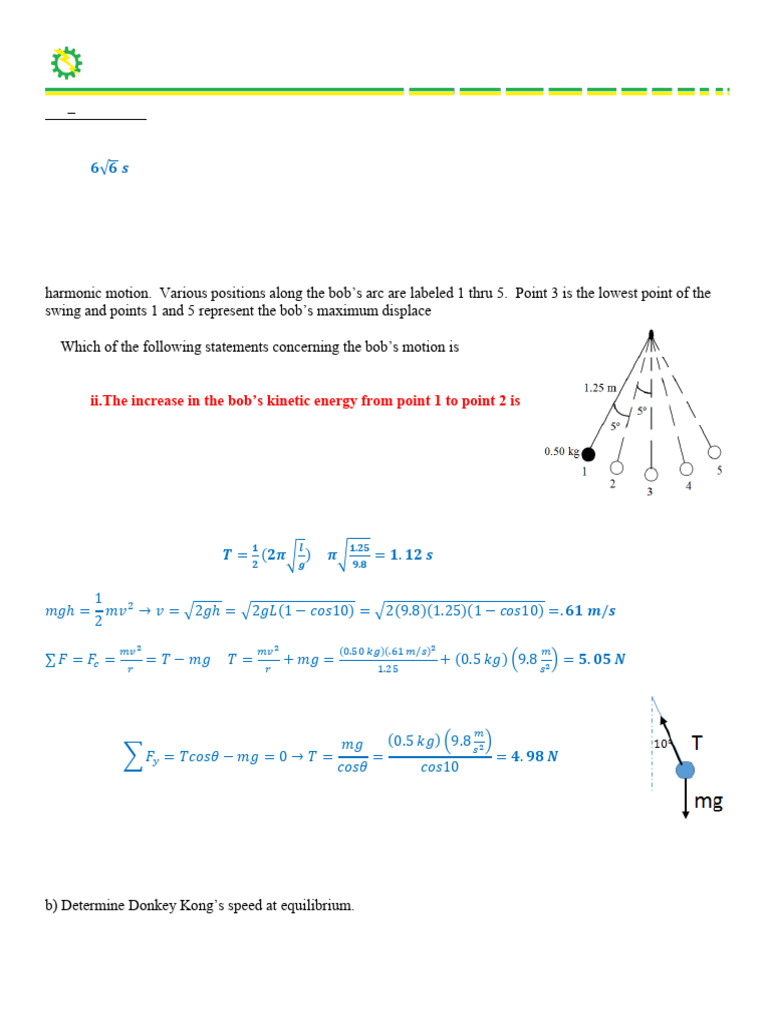 AP Physics 1: Pendulum & Spring Exercises | PDF | Pendulum | Applied ...