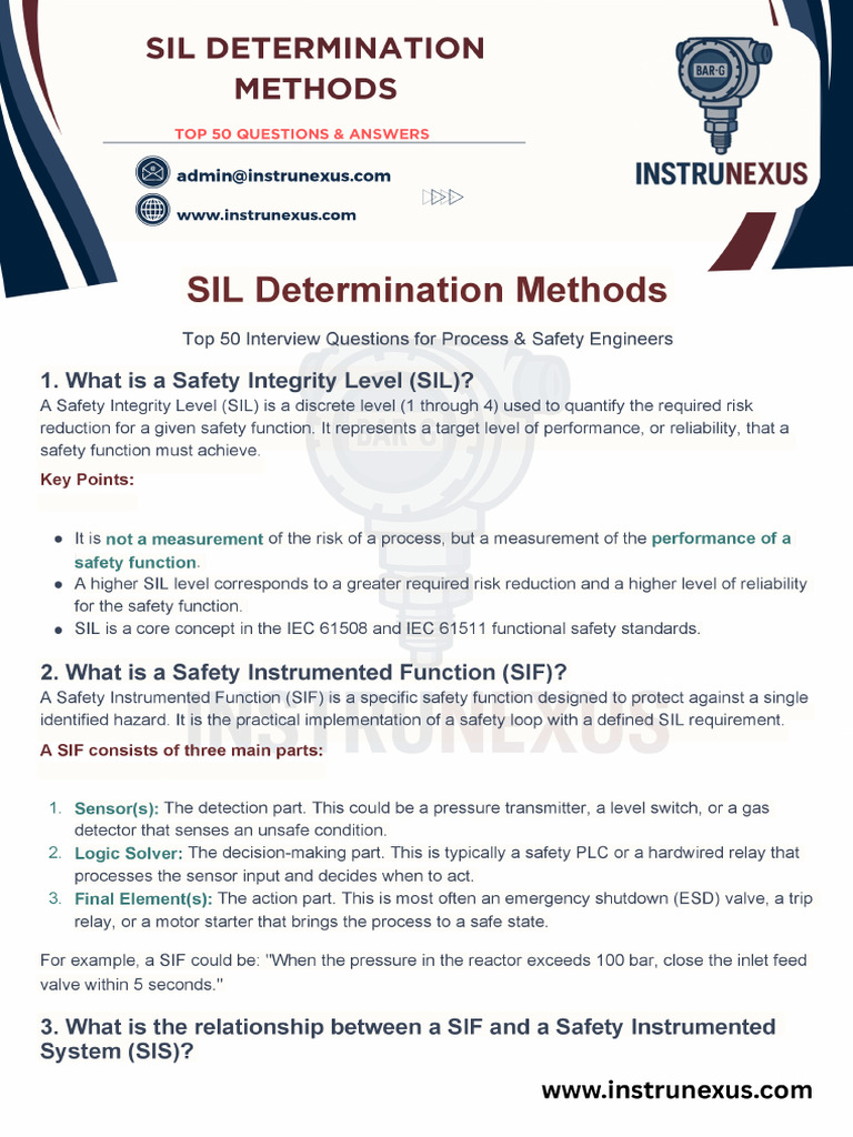 SIL Determination Methods Top 50 Question and Answers | PDF