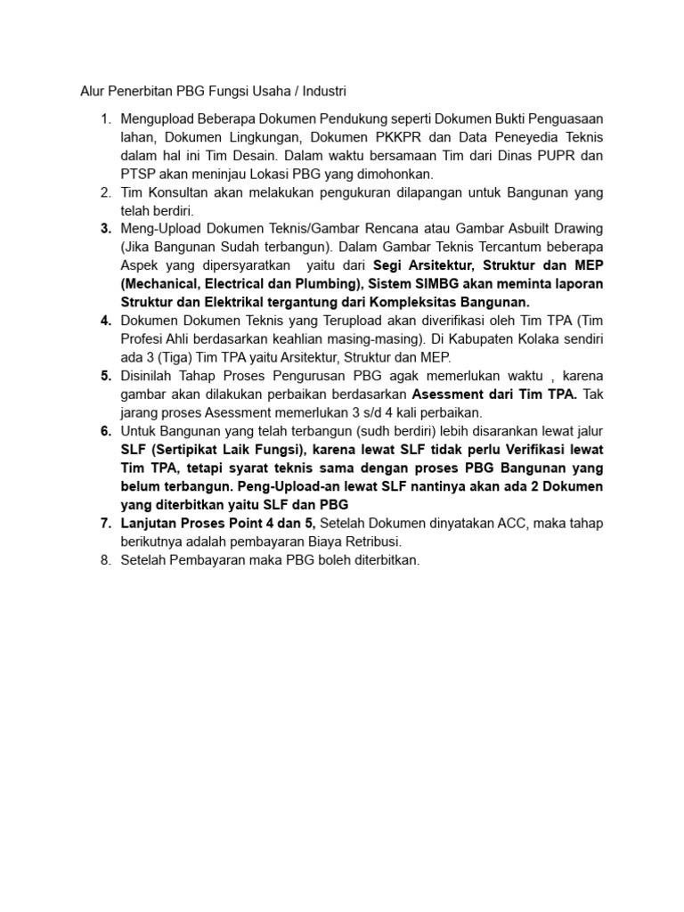 Proses Penerbitan PBG dan SLF | PDF