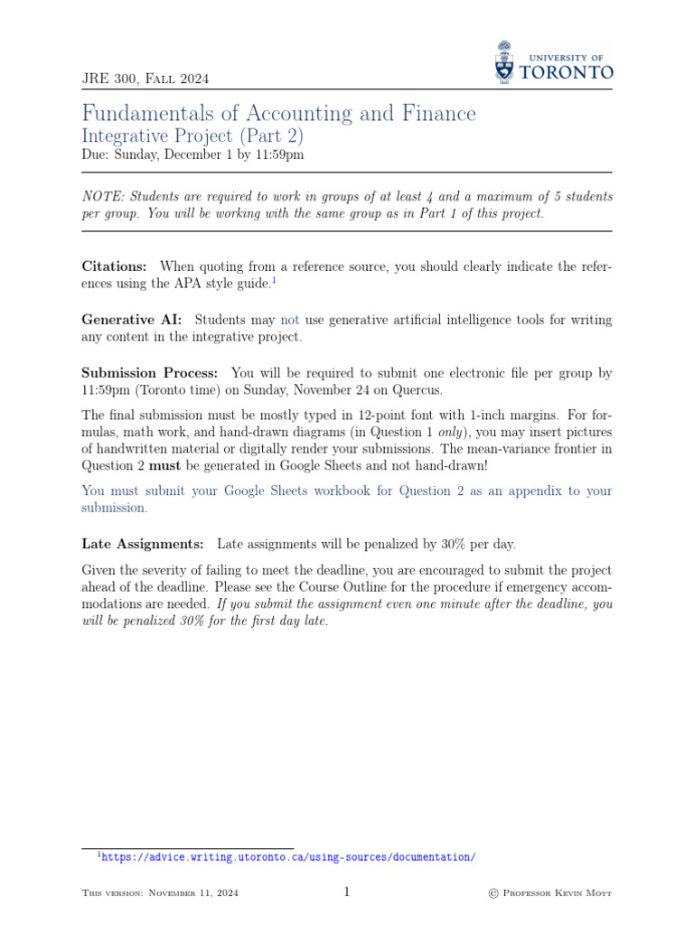 Accounting and Finance Project Guide | PDF | Net Present Value ...