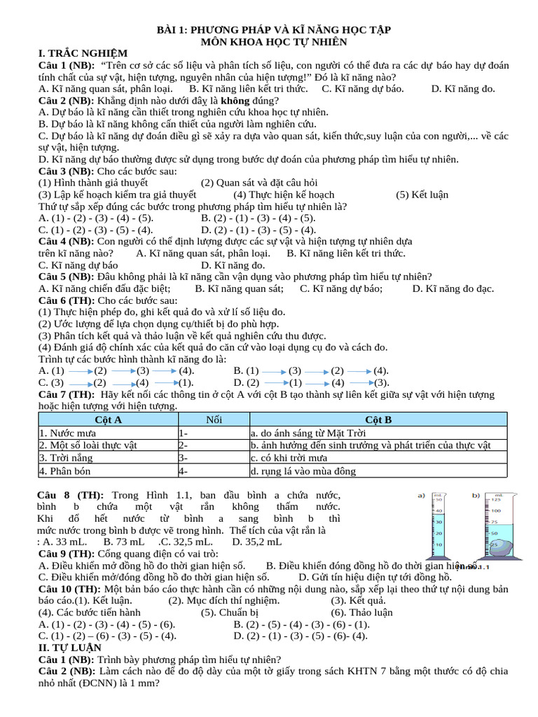 Bài 1 - KHTN - KNTT | PDF