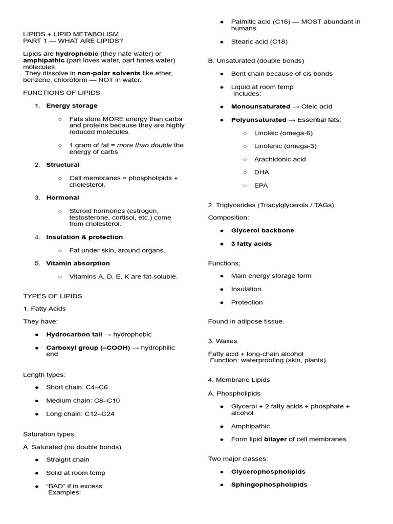 Understanding Lipids and Metabolism | PDF | Lipid | Fat