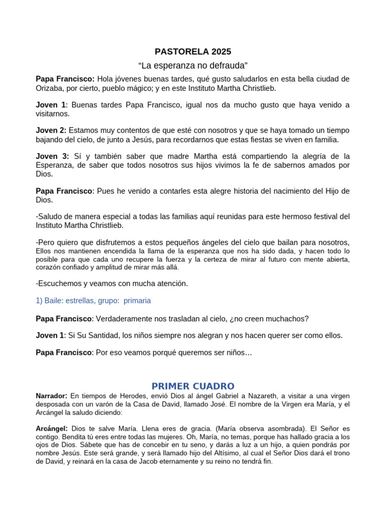 Pastorela 2025: La Esperanza en Navidad | PDF | María, madre de Jesús ...