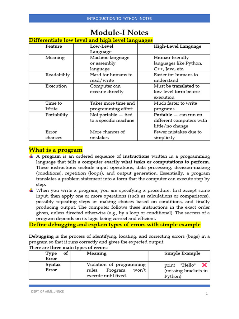 Introduction to Python Programming Notes | PDF | Boolean Data Type ...