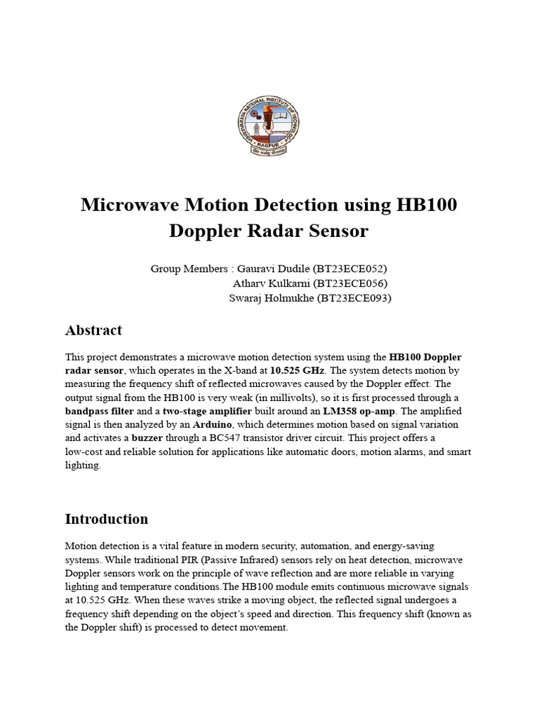 Microwave Motion Detection System | PDF | Amplifier | Microwave