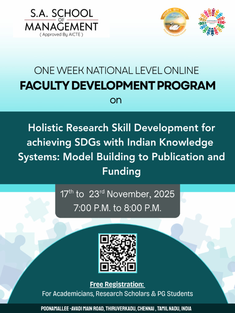 School of Management One Week National Level Online Faculty Development ...