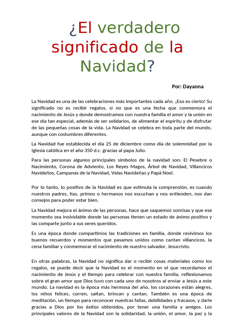Significado y valores de la Navidad | PDF