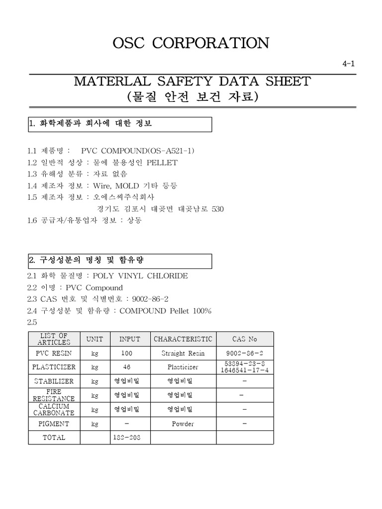 PVC Compound MSDS | PDF