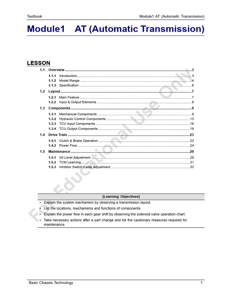 Module 1 at (Automatic Transmission)_Eng | PDF | Automatic Transmission ...