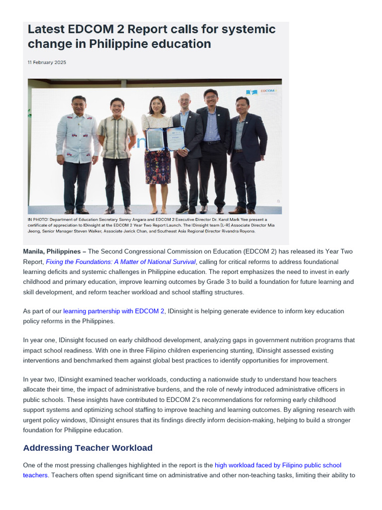 Philippine Education Reform Insights | PDF | Teachers | Learning