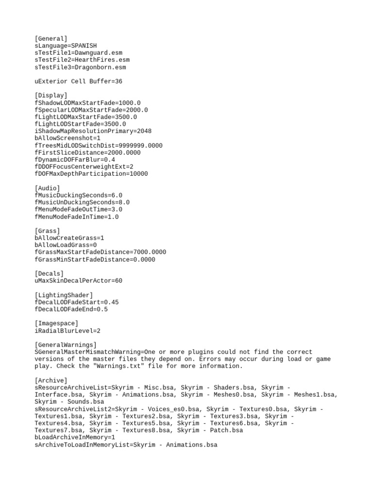 Skyrim Configuration Settings Guide | PDF