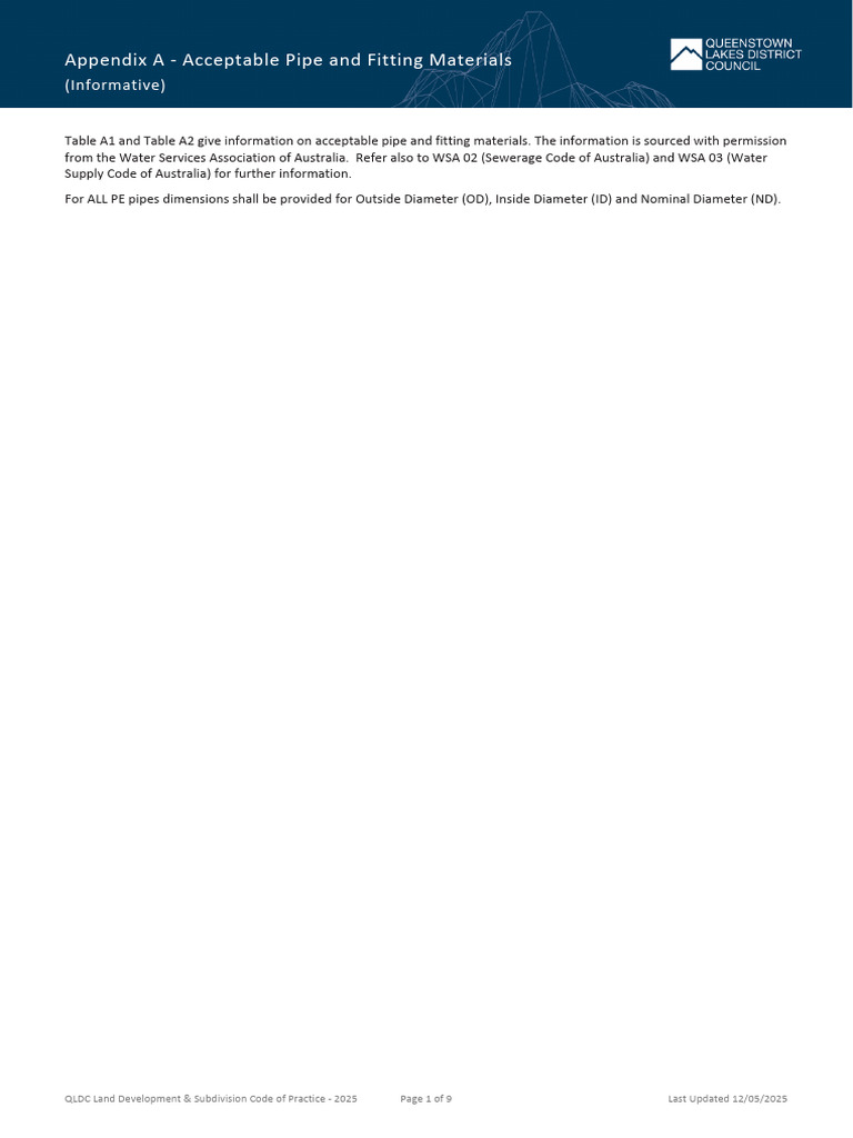 Appendix A Acceptable Pipe and Fitting Materials | PDF | Sanitary Sewer ...