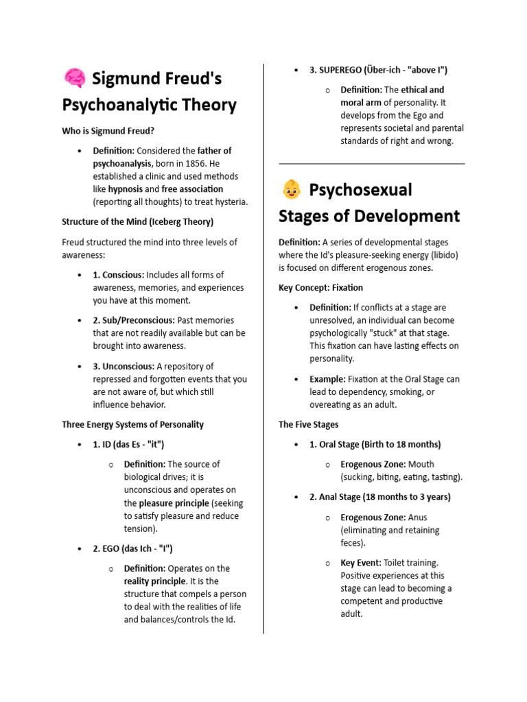 Freud's Psychoanalytic Theory Overview | PDF | Psychoanalysis | Sigmund ...