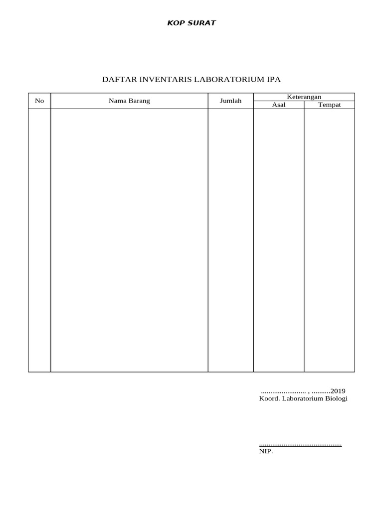 Daftar Inventaris Laboratorium IPA | PDF