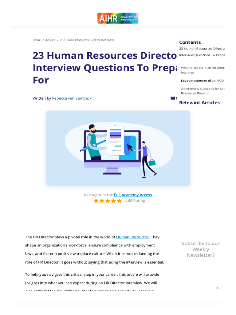 23 HR Director Interview Questions Guide | PDF | Human Resource ...