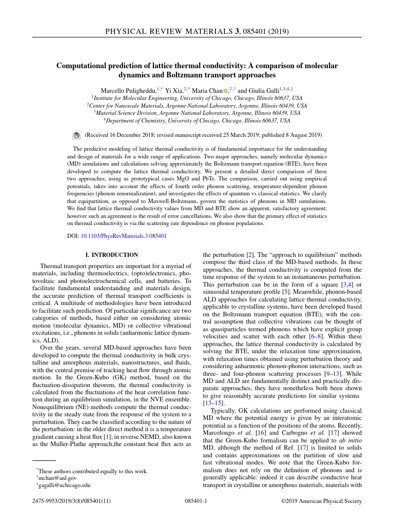 Lattice Thermal Conductivity Comparison | PDF | Phonon | Temperature