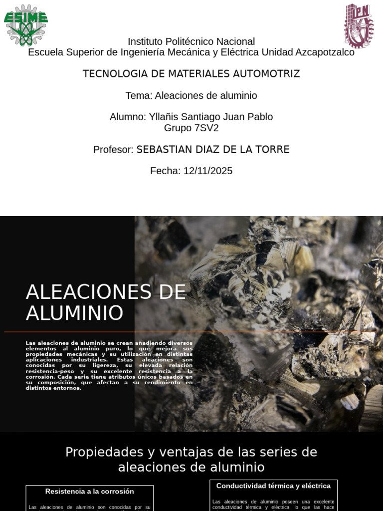 Aleaciones de Aluminio: Propiedades y Usos | PDF | Aluminio | Aleación