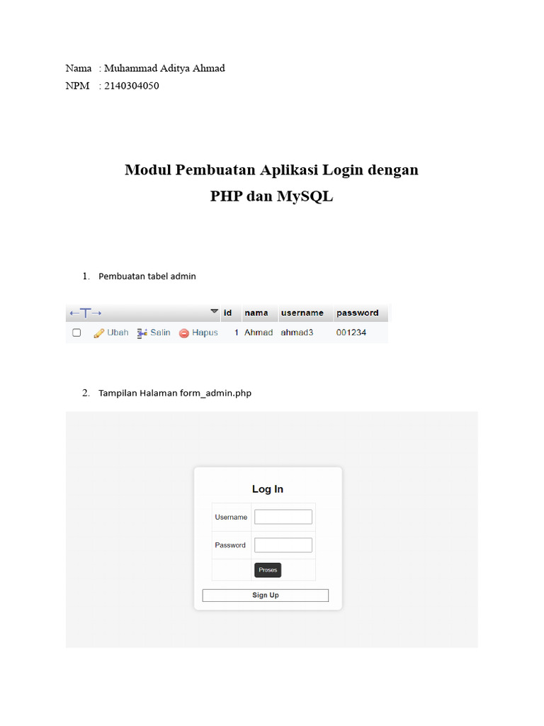 Modul Pembuatan Form Admin - Muhammad Aditya Ahmad | PDF
