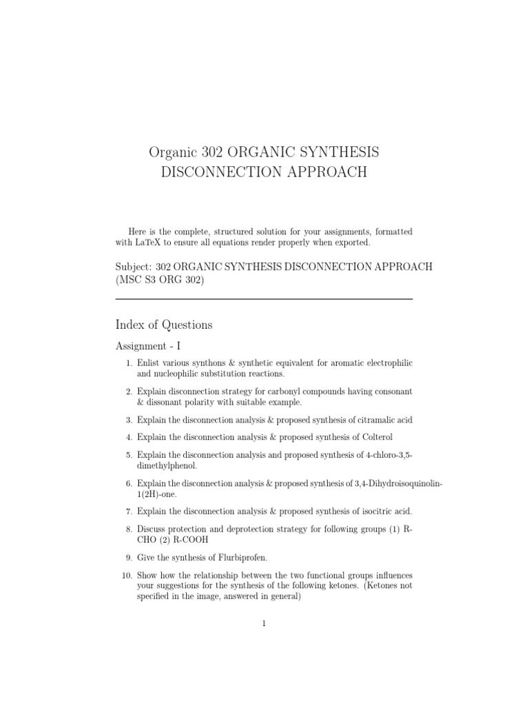 Organic Synthesis Disconnection Strategies | PDF | Ester | Aldehyde