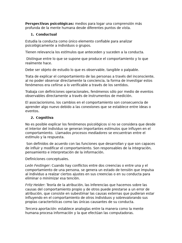 Perspectivas psicológicas en la mente humana | PDF | Mente inconsciente ...