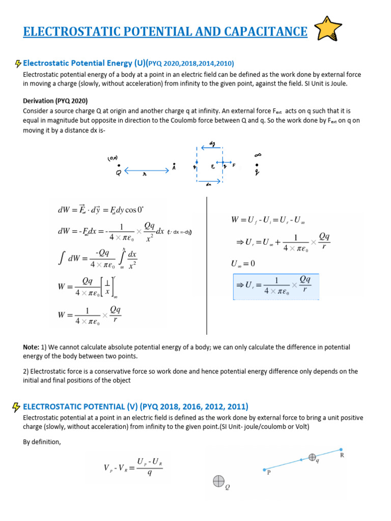 Electrostatic Potential and Capacitance Guide | PDF | Capacitance ...