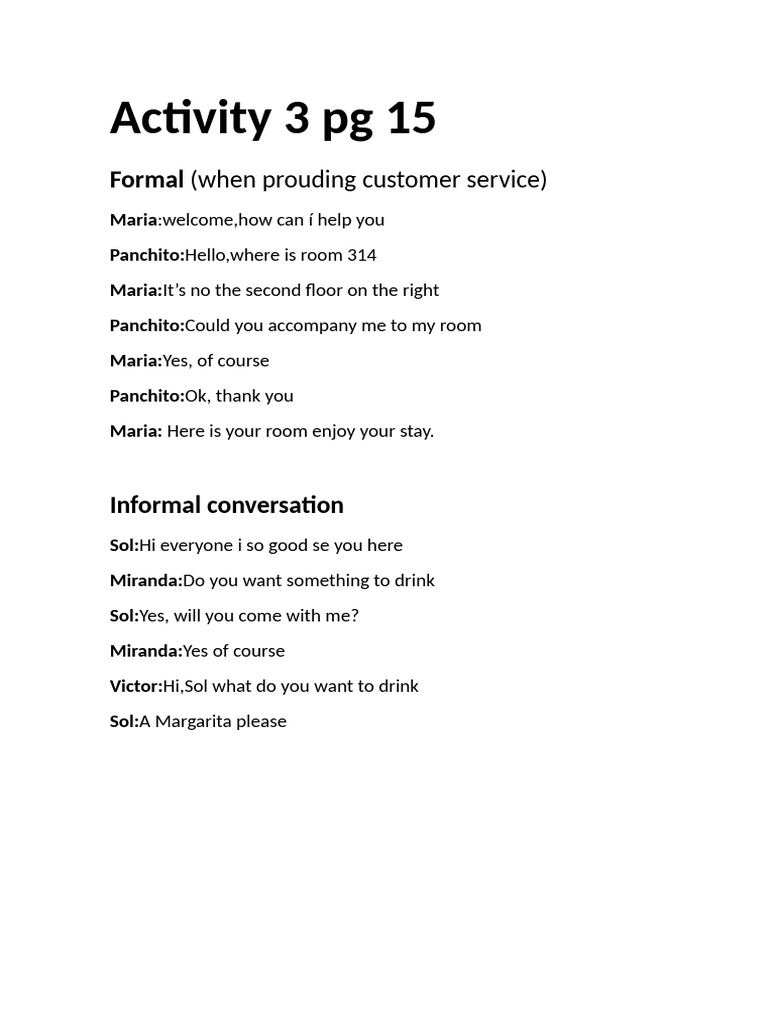 Customer Service and Informal Dialogue | PDF