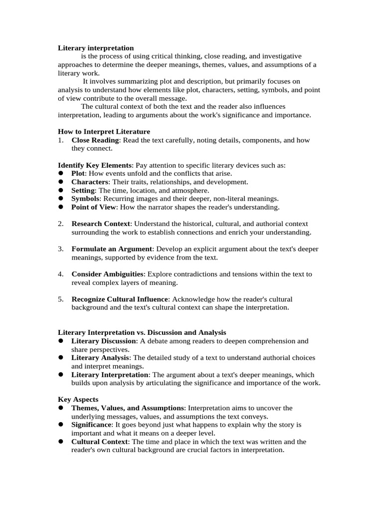 Mastering Literary Interpretation Techniques | PDF | Methodology ...