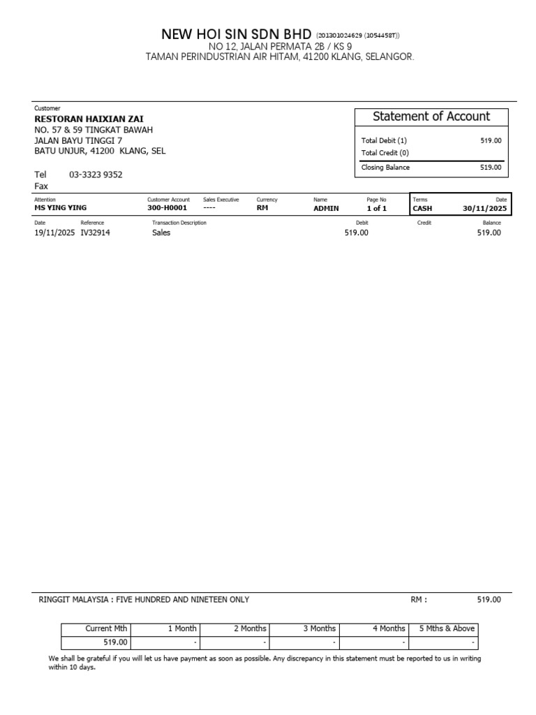 Customer Account Statement Summary | PDF