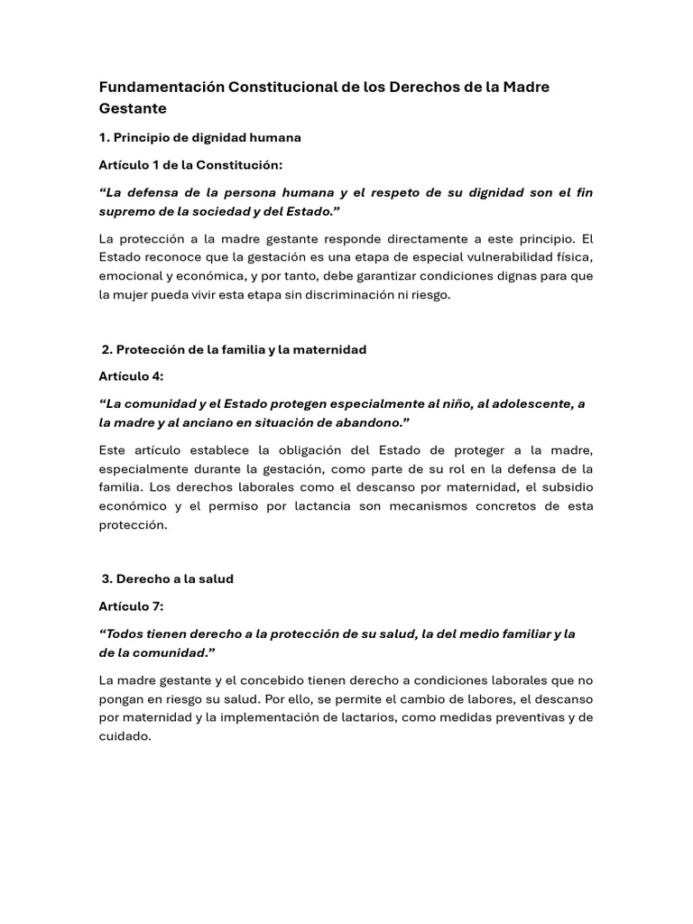 Derechos Laborales de la Madre Gestante | PDF | Amamantamiento | Dignidad