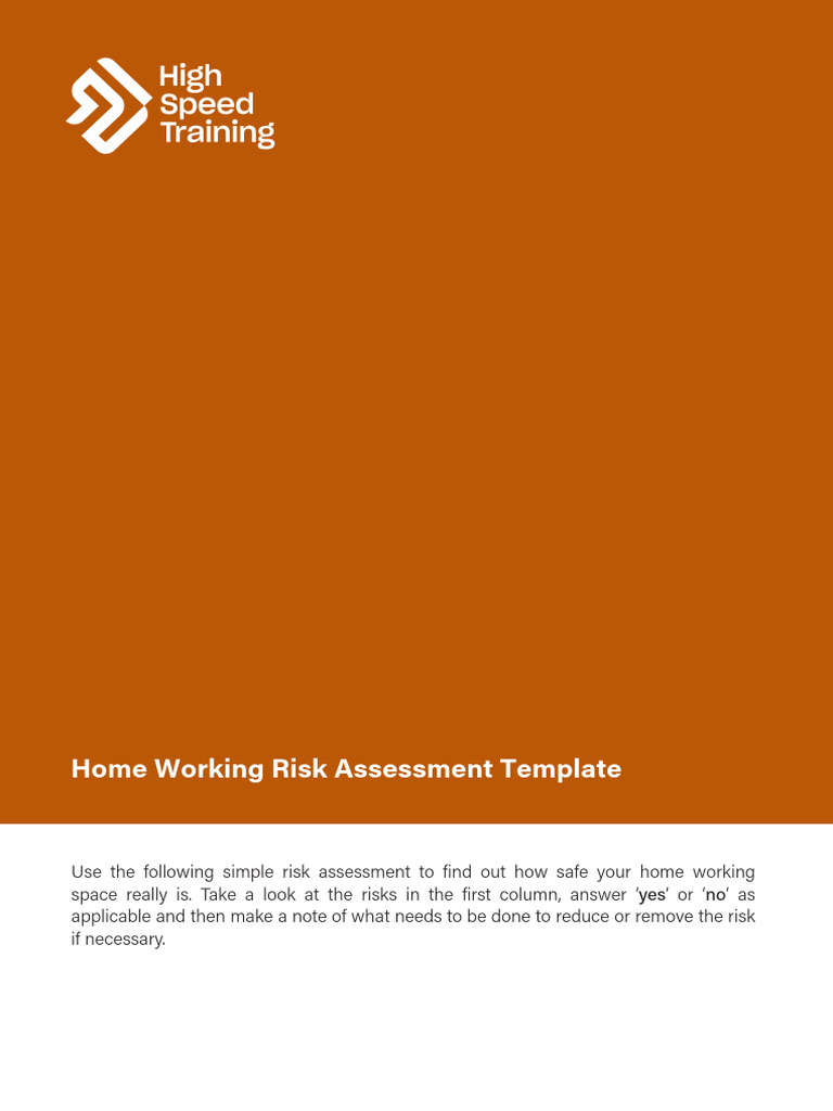 Home Working Risk Assessment Guide | PDF | Desk | Safety