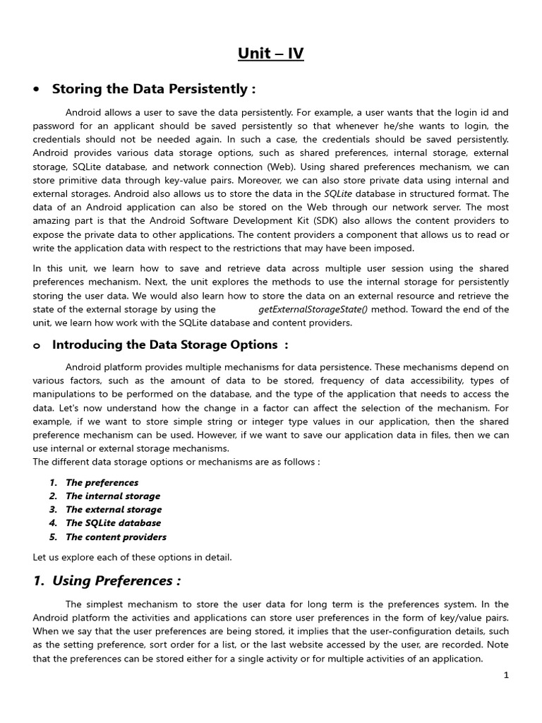 Android Data Storage Options Explained | PDF | Computer File | Computer ...