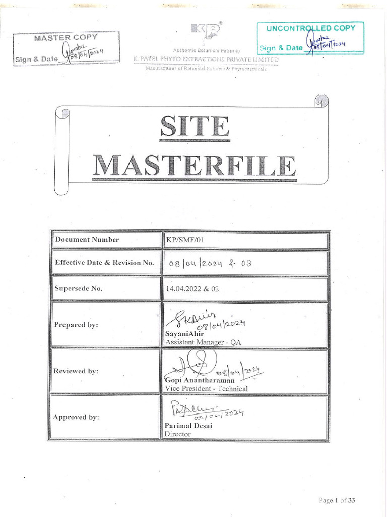 Site Master File | PDF