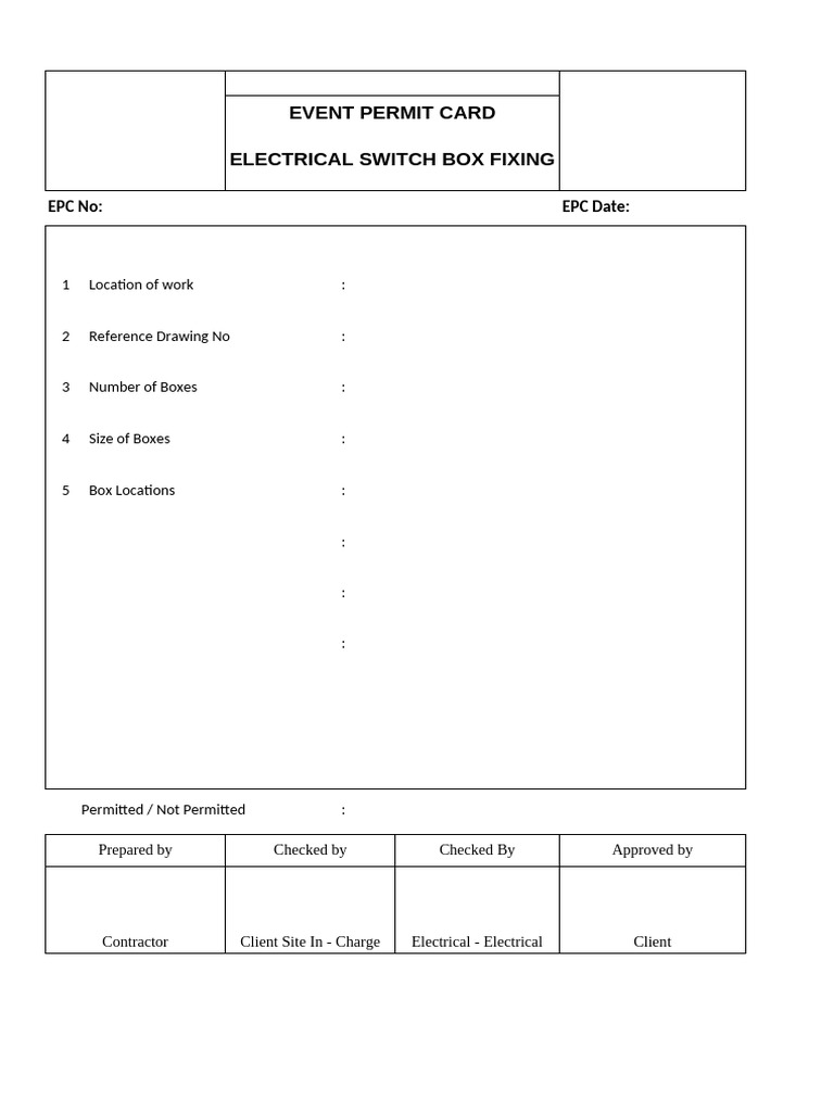 Event Permit Card for Electrical Work | PDF