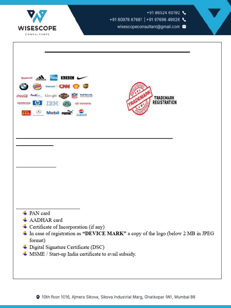 Image showcasing Trademark Quotation Wisescope Consultants | PDF