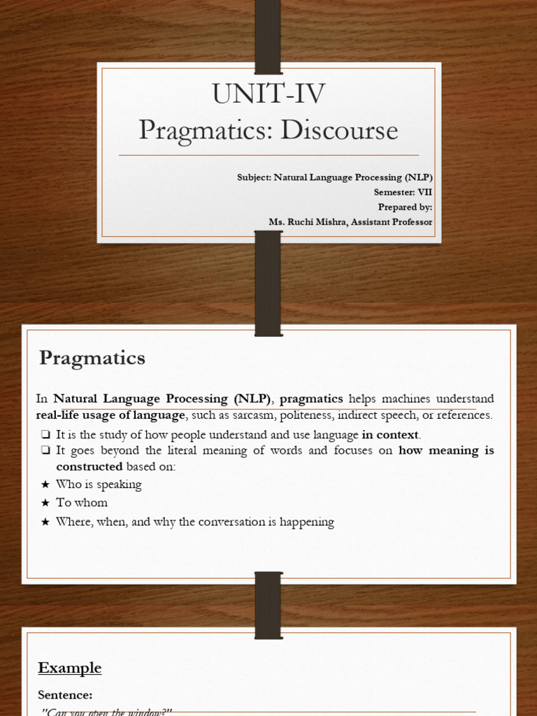 NLP Pragmatics and Discourse Analysis | PDF | Word | Interpretation ...