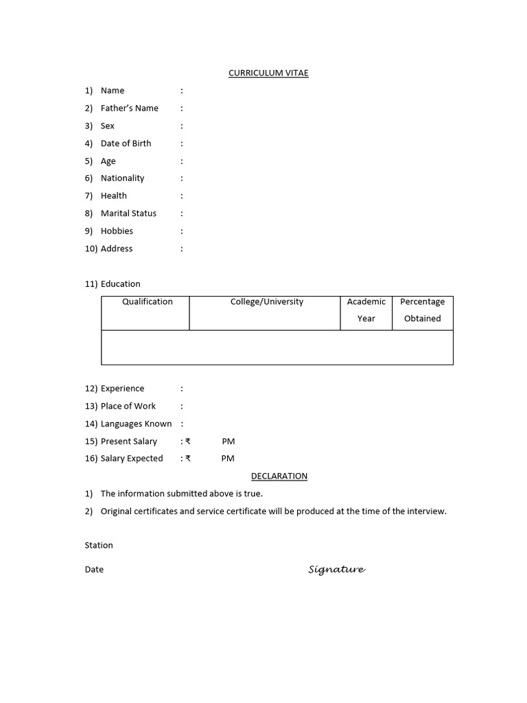 CV Format New | PDF
