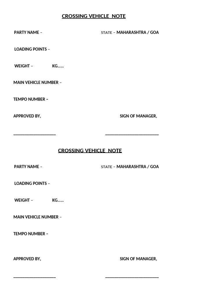 Crossing Vehicle Note222 | PDF
