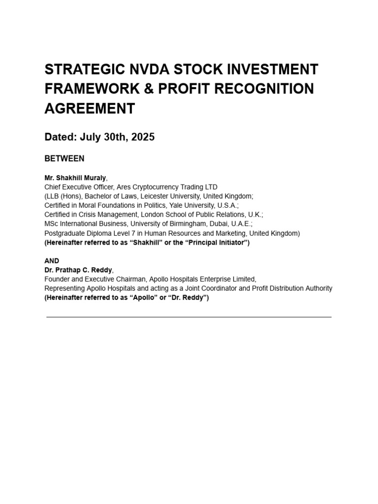NVDA Investment Framework & Profit Agreement | PDF | Indemnity ...